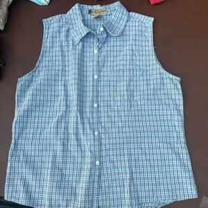 Blue‎ and White Plaid Sleeveless Top
